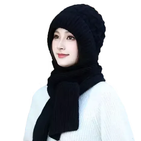 Windproof Cap with Scarf (Black)