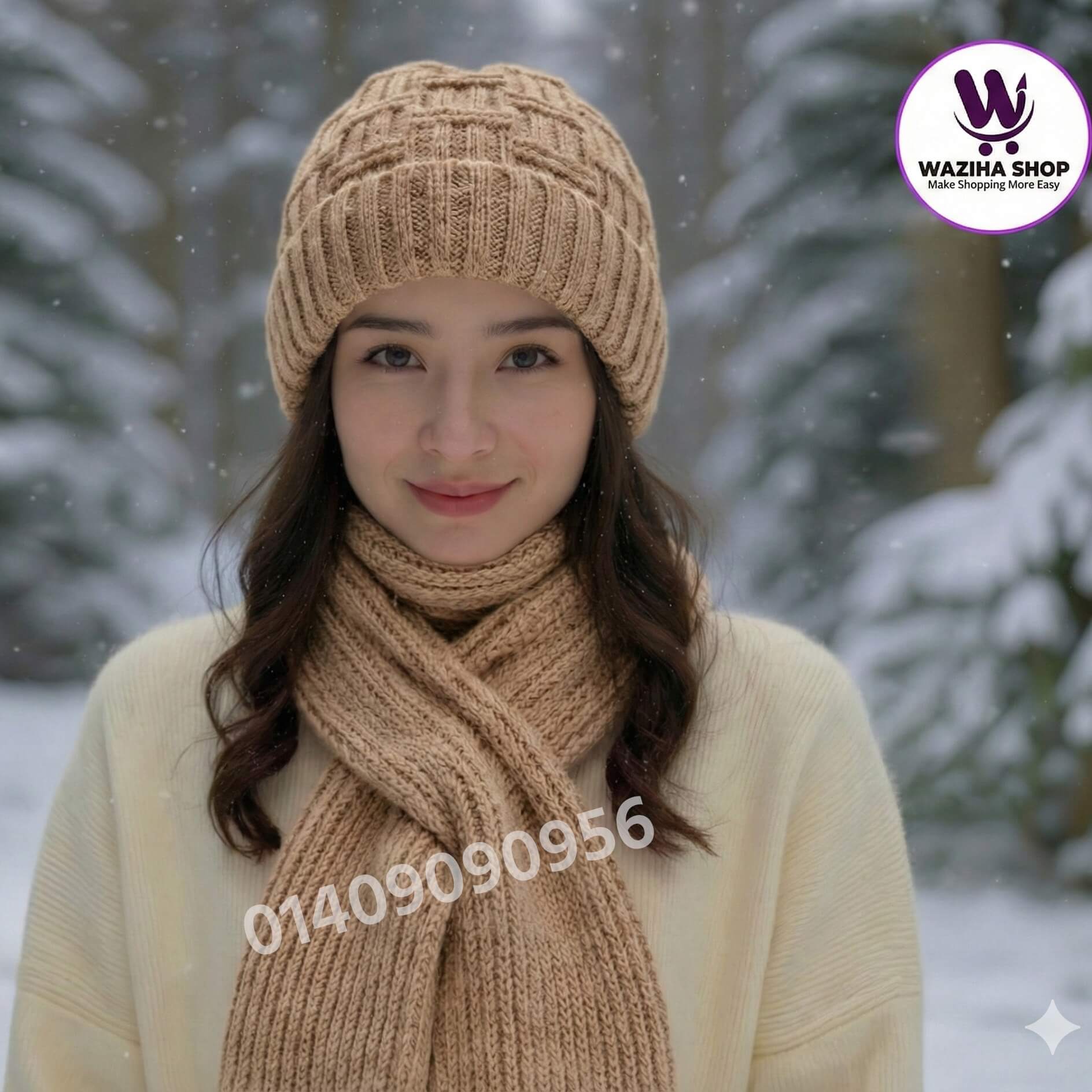 Windproof Cap with Scarf (Brown)