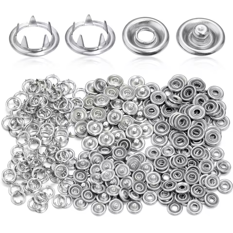 100 Sets Snap Button Silver